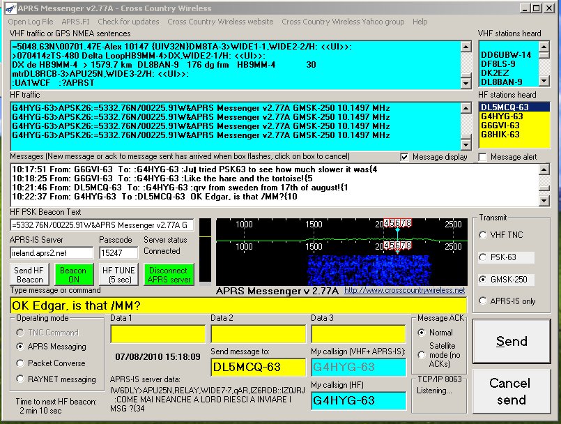 CCW APRS Messenger screenshot
