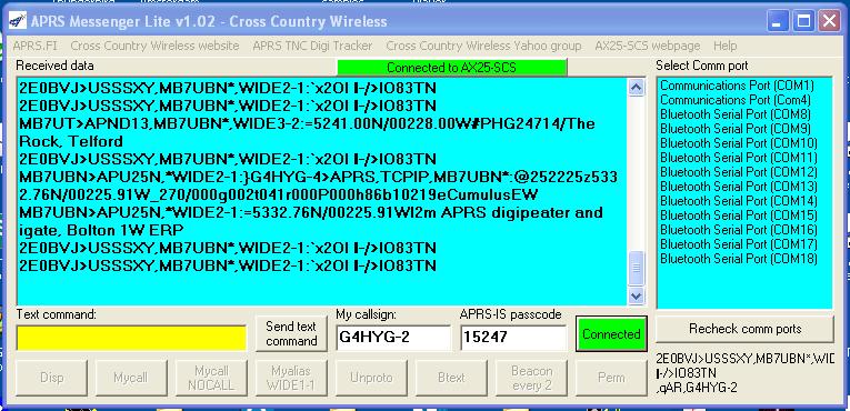 CCW APRS Messenger screenshot
