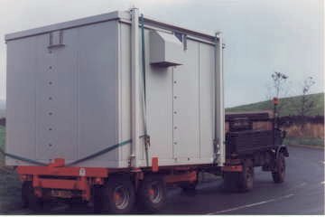 Unimog S404 and trailer on the road