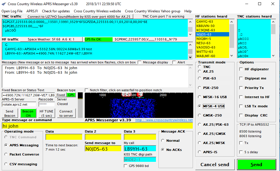 CCW APRS Messenger screenshot