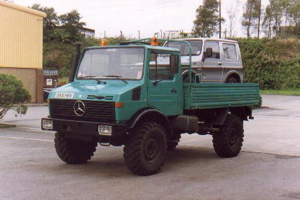 The only way a Suzuki jeep can go where a Unimog can
