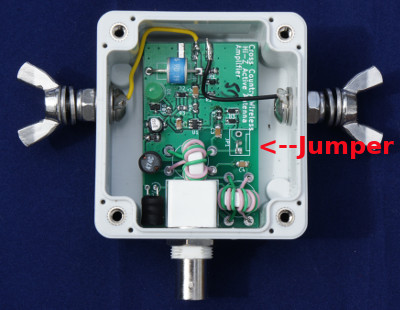 High Z antenna amplifier diode limiter jumper
